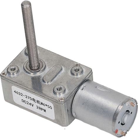 Moteur à engrenages à vis sans fin DC24V 2RPM, réducteur silencieux et léger, faible perte, arbre M6 x 50mm, robuste et fiable pour applications industrielles. (1/5)