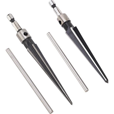 Alésoir conique à 6 cannelures, queue hexagonale, poignée en T, pour bois et plastique, 5-16 mm et 3-13 mm (1/5)