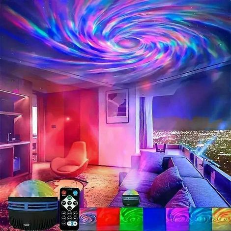 LED-Nachtlicht mit Nordlicht-Sternenhimmelprojektor, Fernbedienung und USB-Anschluss. Verschiedene Ausführungen für Zuhause, Schlafzimmer und Partydekoration. (1/4)