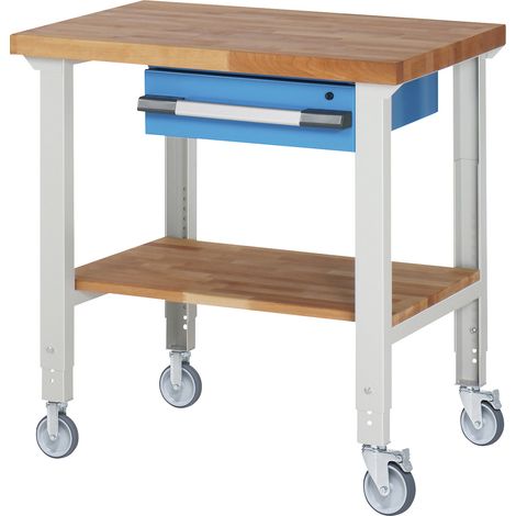 eurokraft pro, Établi mobile série 7000, 2 roulettes fixes/2