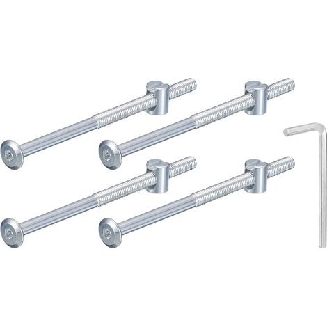 4Pcs Vis à Tête Hexagonal Avec Écrou à Barillet M6x110mm Argenté (1/5)