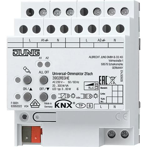 Jung KNX LED-Universal-Dimmaktor, AC 110 ... 230 V , 50/60 Hz, 4 TE 3902REGHE (1/2)