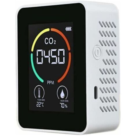 Détecteur de dioxyde de carbone CO2 pour la qualité de l'air, la température et l'humidité, mesure rapide du CO2, blanc (1/5)