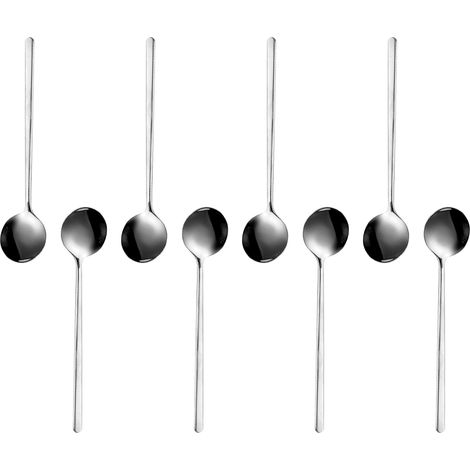 Ensemble de 8 cuillères à expresso et mini-cuillères à café en acier inoxydable, convenant au café, au thé anglais, aux desserts, aux gâteaux, à la crème glacée, au cappuccino, 13,5 cm. (1/5)