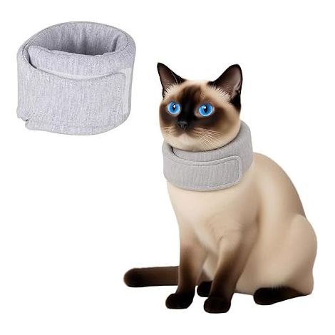 Verstellbares Anti-Leck-Katzenhalsband 16–22 cm – Komfortabler Polyesterschutz – Geeignet für kleine Hunde – Grau (1/5)