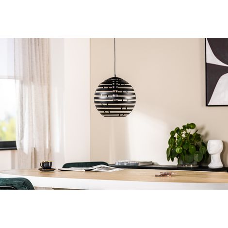 Lampada a sospensione sferica H340 nera 30 cm con lamelle (1/5)