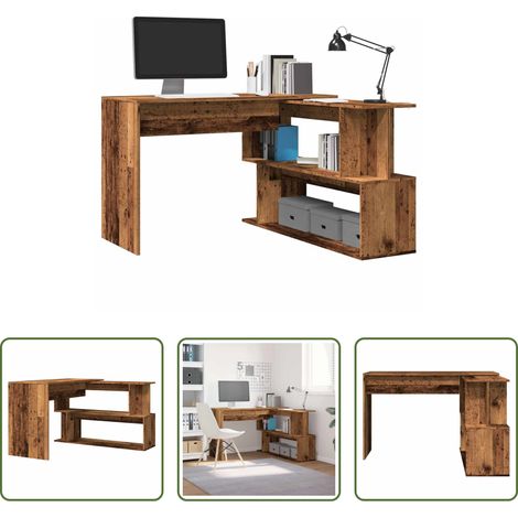 Schreibtisch -  Eckschreibtisch Altholz-Optik 200,5x50x76 cm Holzwerkstoff (1/5)