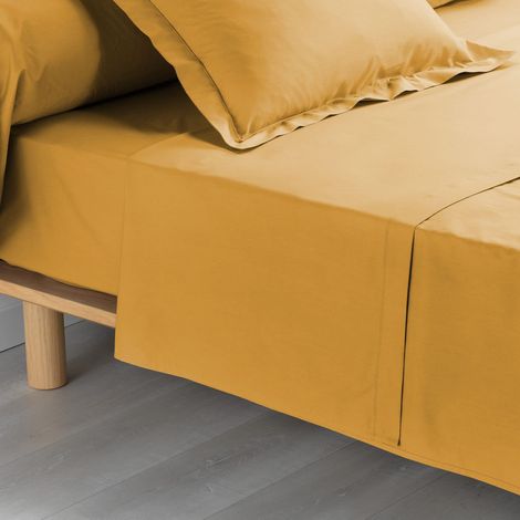 douceur d'intérieur, Lenzuolo piano (180 x 290 cm) Percaline Ocre, Percaline di Cotone (1/5)