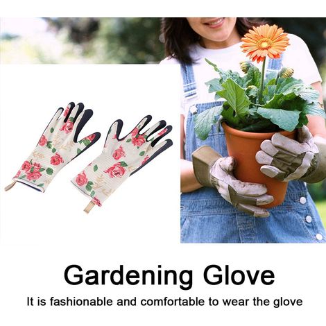 Paire de gants de jardinage femme longs, antidérapants, imperméables, résistants aux perforations - Rose, taille S (1/5)