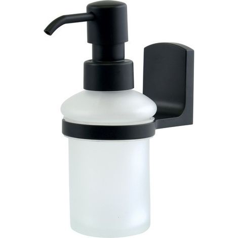 Dispensador de jabón para fijar Vidrio y Cromo TAKU Transparente y Negro Spirella (1/3)