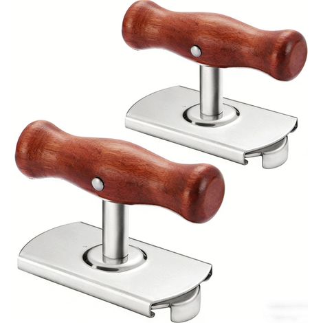 Ouvre-Bocal Sans Effort Réglable pour Seniors et Mains Faibles, Ouvre-Boite de Conserve en Acier Inoxydable 2,5–10,2 cm avec Manche en Bois, pour Bocaux, Bouteilles et Couvercles à Vis (1/5)