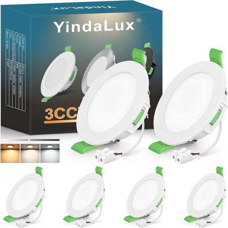 Spot LED Encastrable 68mm 5W 550LM Spots de plafond IP44 Spot salle de bain, Blanc Chaud 3000K Blanc Neutre 4000K Blanc Froid 6000K Réglable, Trou Φ65-75mm, AC220-240V, Lot de 6, Noir (1/5)