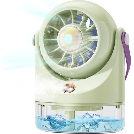 Mini ventilateur de table très silencieux USB - Climatiseur mobile avec batterie - Portable ventilateur à piles pour camping et voyage - Refroidisseur d'air vert (1/5)