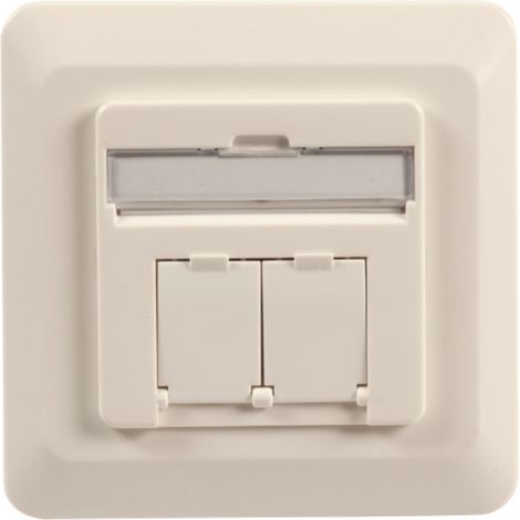 PRISE RÉSEAU EFB ELEKTRONIK ET-25130.1V1 ENCASTRABLE INSERT AVEC PLAQUE CENTRALE CAT 6A 2 PORTS BLANC PUR (RAL 9010) 1 P (1/3)