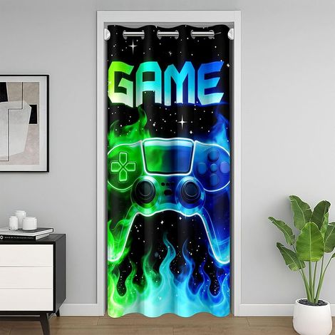 Rideau de porte pour console de jeux - 86 x 203 cm - Double couleur - Élégant - Pour extérieur - Ciel étoilé scintillant - Pour chambre à coucher - 86L X 203H cm (1 Panneaux) (1/5)