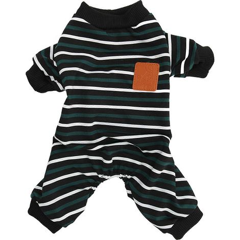 Gestreifter Hunde- und Katzenpyjama, niedlicher und trendiger Overall, warm, dehnbar und bequem, ideal für Welpen und Kleintiere, stilvolles und gemütliches Outfit. (1/5)