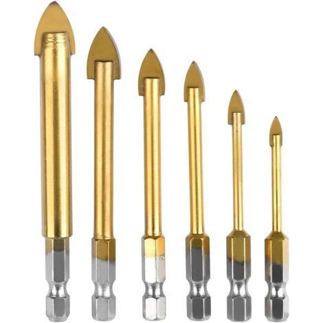 6pcs Glass Drill Hexagon Till Drill Bit with Titanium Coating Ceramic Drill Bit 4mm/5mm/6mm/8mm/10mm/12mm Drilling Tool for Mirror Glass Tile (1/5)