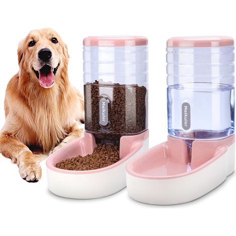 Distributeur croquettes 3,8 L avec pelle intégrée, pour chien/chat, nourriture sèche, rose