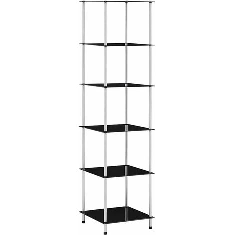 Étagère 6 niveaux Étagère de Rangement - Armoire de Rangement Noir 40x40x160 cm Verre trempé BV737770 - BonneVie (1/5)