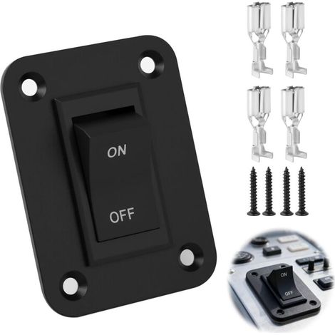 Interrupteur 12v KCD2-7 20A, Petit Interrupteur à Bascule Dpst 4 Pôles, Montage sur Panneau, pour Camping-Cars Remorques Bateaux Voitures avec Boîtier en Plastique Isolant Plaque de Montage Vis Bornes (1/5)