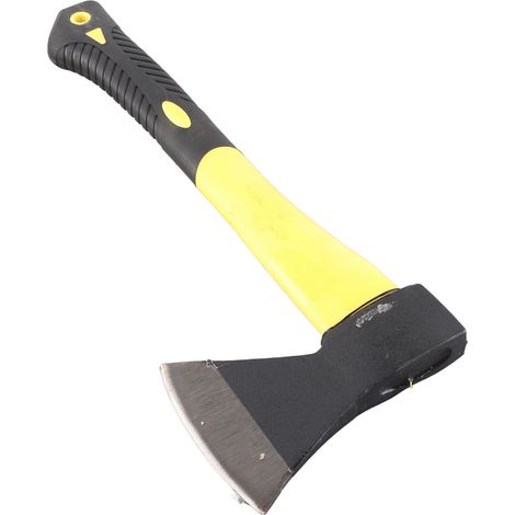 Hache à main multifonctionnelle avec manche recouvert de plastique, lame incurvée en acier à haute teneur en carbone, hache portable (1/5)