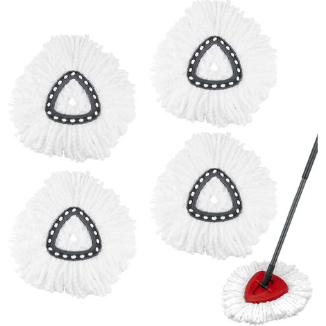 Lntyq 4 Pièces Têtes de Rechange pour Vadrouille Vileda, Pièces de Rechange Blanches pour Vadrouille Vileda Turbo, Têtes de Vadrouille pour Vadrouille Vileda