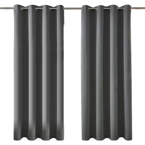 Lange Verdunkelungsvorhänge fürs Wohnzimmer – 2er-Set isolierende Verdunkelungsvorhänge mit Ösen – Dunkelgrau, 132 x 183 cm (1/4)