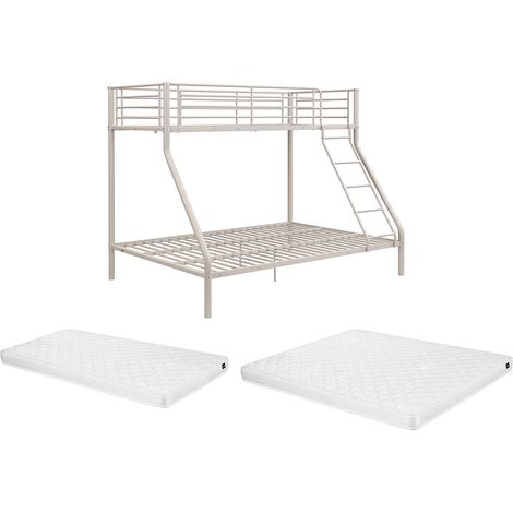 Lits superposés - 90 et 140 x 190 cm - Acier – Beige + matelas - ELEVATIO III (1/5)
