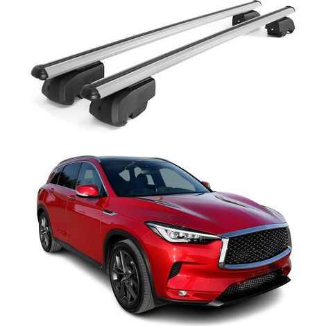 OMAC Aluminium Dachträger Querträger für Infiniti QX50 I 2013-2017 – City Crash – ISO/PAS 11154:2006 – Abschließbar – Max. 75 kg – 2 Stangen Silber (1/5)