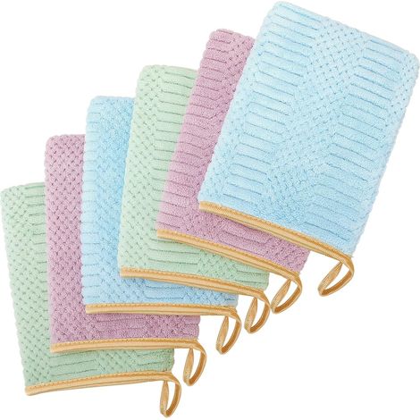 Gant de Toilette Microfibre Coton pour Bebe et Enfant - Gants de Toilette Microfibre Serviette Visage Réutilisable 6 Pièces-005 (1/5)