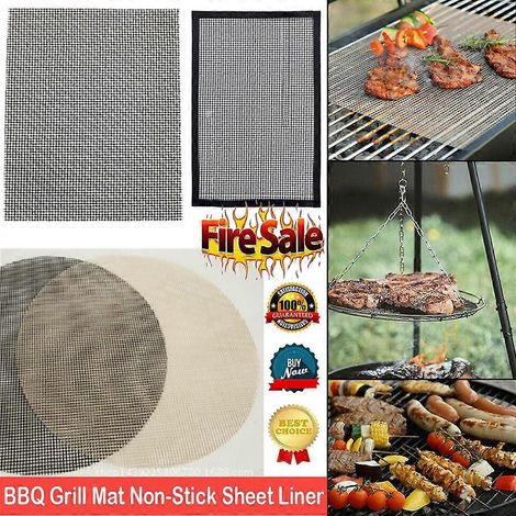 Tapis de cuisson antiadhésif en téflon pour barbecue, idéal pour la cuisine et la salle à manger. Convient également pour le poisson et les ustensiles de barbecue. (1/2)