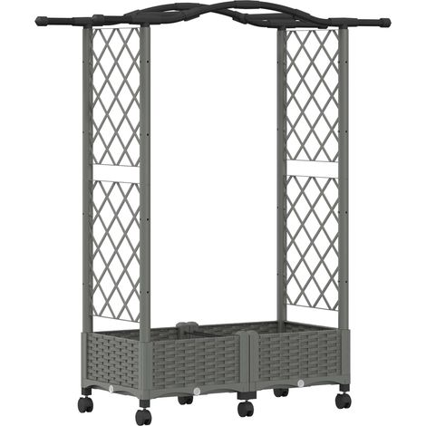vidaXL Cama elevada con trellis y techo Gris Claro 124 x 40 x 129 cm (1/2)
