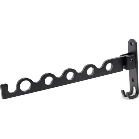 Ineasicer Black Aluminum Folding Wall Mounted Clothes Drying Rack, Bathroom Clothes Drying Rack - 31.2 x 14.3 x 3.1 cm (1/5)