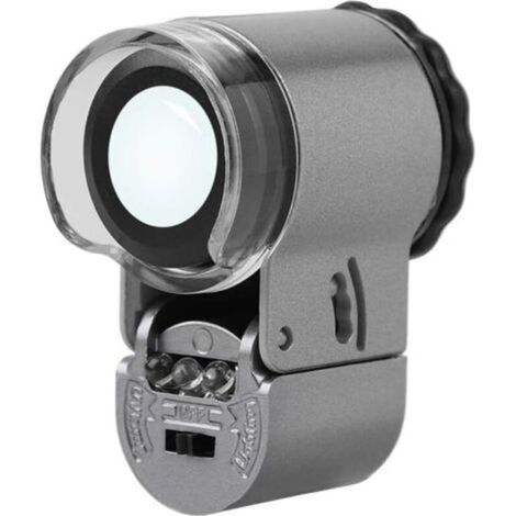 Loupe de bijoutier pliable en métal 50X avec lumière LED et UV - Loupe de poche pour l'inspection de bijoux, billets de banque, antiquités et la lecture (1/4)