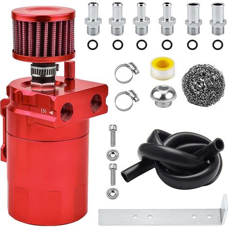 Kraftstofftank mit Luftfilter und Reinigungsball, universeller 300-ml-Aluminium-Kraftstofftank, Auto-Kraftstofftank-Kit, rot