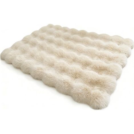 Hundematte – Extra groß – Abnehmbar und maschinenwaschbar – Rutschfeste Unterseite – Weicher Plüschstoff – 70 x 90 cm – Beige (1/5)