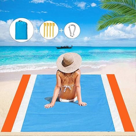 1 Ensemble Couverture de plage anti-sable, matelas de camping et de pique-nique respirant et surdimensionné, tapis de plage pliable et coussin de siège (1/5)