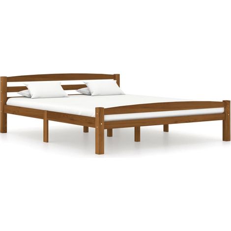 vidaXL Giroletto senza Materaso Ambrato in Legno di Pino 160x200 cm (1/5)