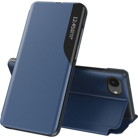 Funda View Case de piel ecológica, una elegante funda con solapa y soporte para iPhone 16e - azul (1/3)
