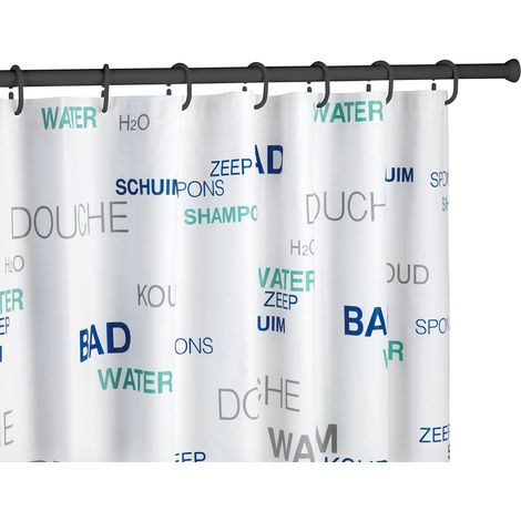 Barre de douche télescopique noir 110-185 cm - Tringle pour rideau de douche, Aluminium, 2 x 2 cm, Noir (1/5)