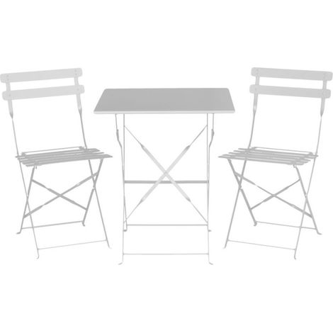 Table et 2 chaises en métal Rimini blanc 600x600x710
