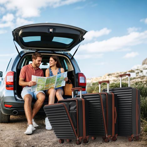 Ensemble de bagages trois pièces design, pour maison et usage quotidien, format pratique, style moderne et facile à associer