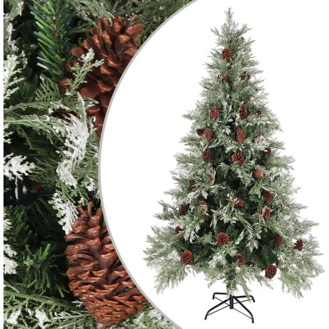 Weihnachtsbaum mit Zapfen Grün und Weiß 195 cm PVC & PE