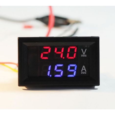 Jauge DC 100V 10A voltmètre ampèremètre Bleu + LED rouge numérique double Volt ampèremètre (1/4)
