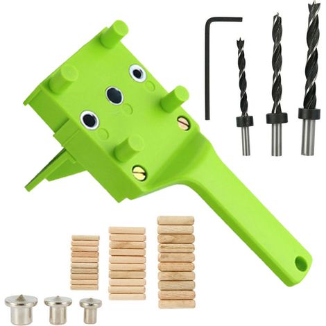 Kit de 41 pièces pour le perçage du bois : guide-trou droit, goujons de centrage, outil de perçage. (1/5)