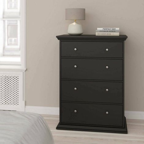 Dmora - Cajonera Lehar, Cómoda multiusos, Cómoda de dormitorio, Gabinete con cajones, 86x52 h116 cm, Negro (1/5)