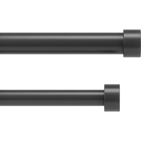 Tringle à rideaux double en acier brossé noir Cappa Longueur réglable de 91 à 168 cm (1/5)