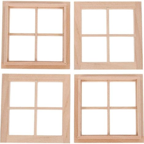 4 mini cadres de fenêtre décoratifs pour maison de poupée-7X1CM (1/4)