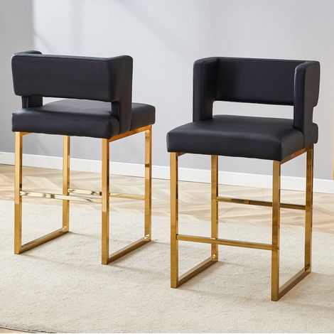 Set di 2 sgabelli da bar neri e dorati, design nordico, 48 x 53,3 x 91,4 cm HAVRYA (1/5)