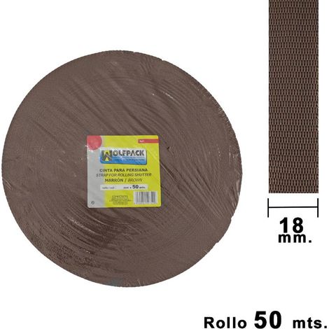 WOLFPACK LINEA PROFESIONAL cinta persiana marrón 18 mm. rollo 50 metros